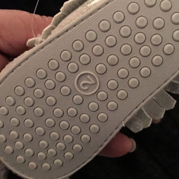 Silver metallic shimmer Sherpa lined moccasins - Picture 8 of 8